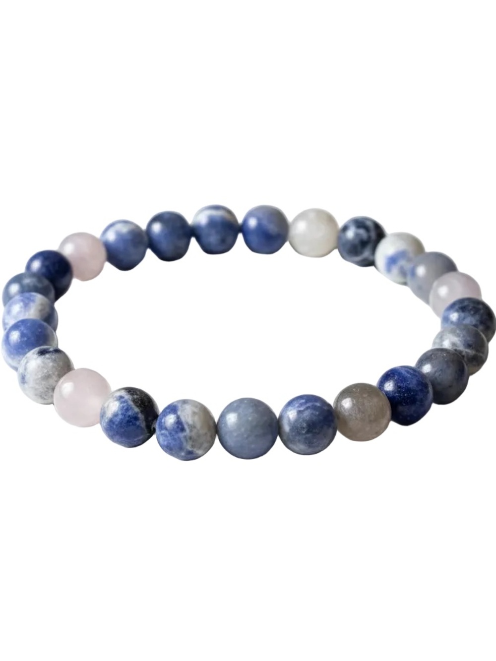 Sodalite Polished Blue Gemstone Stretch Bracelet Unisex Men Women